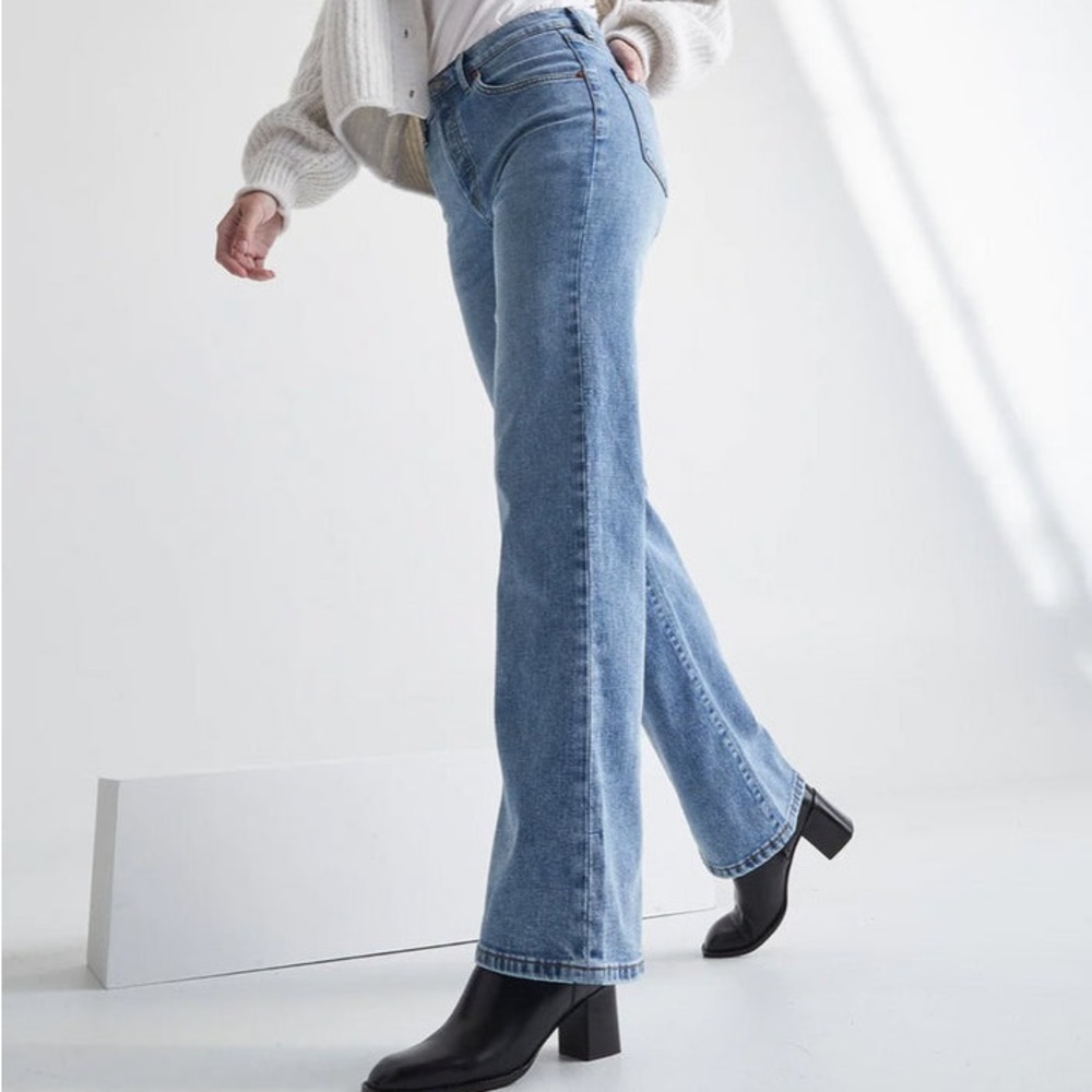 DUER Women's Midweight Performance Denim Wide Leg - Vintage Blue